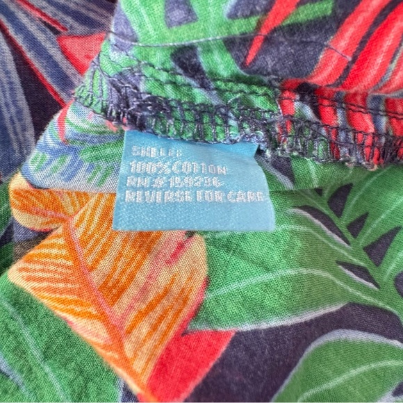 J McLaughlin Lois Blouse Shirt Mega Palm Pop Navy/Multicolor Tropical Small - Picture 6 of 7